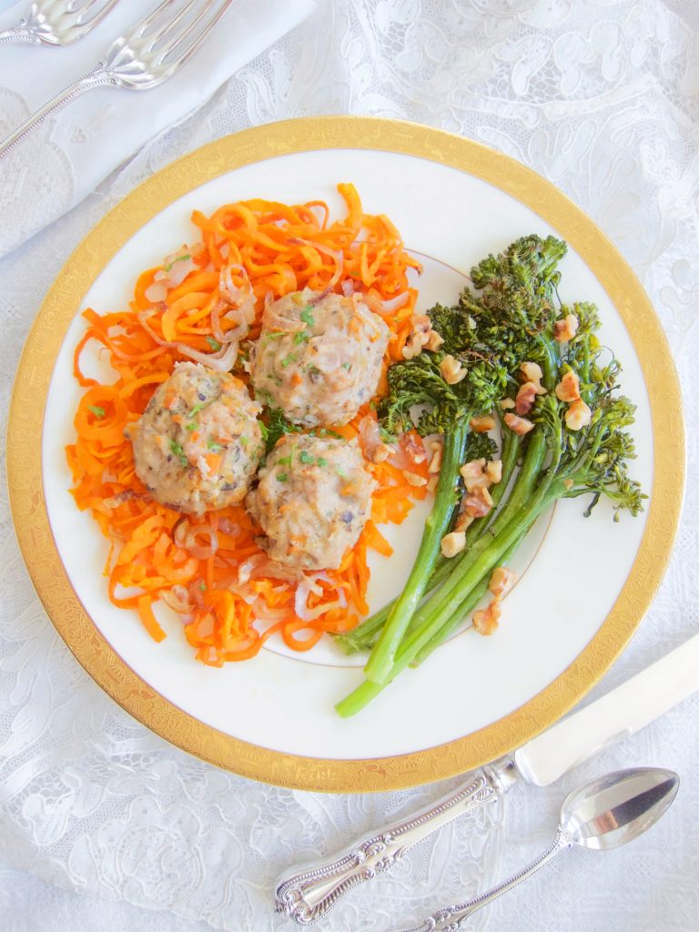 Meatballs Alla Bolognese and Roasted Sweet Potato 'Noodles'