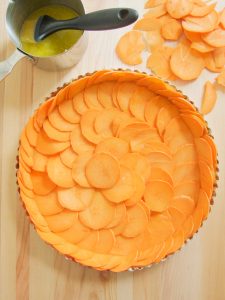 preparing sweet potato crust