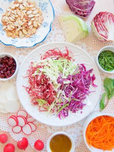 Cabbage and Carrot Salad With Cranberries, Mint and Almonds