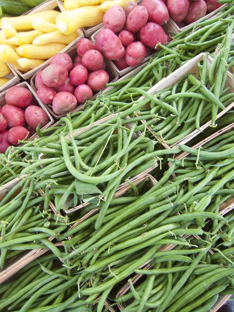 green beans at farmers market