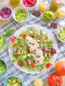 Chicken Salad With Lime, Microgreens and Grapes