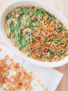 putting crispy shallots on Green Bean 'Casserole'