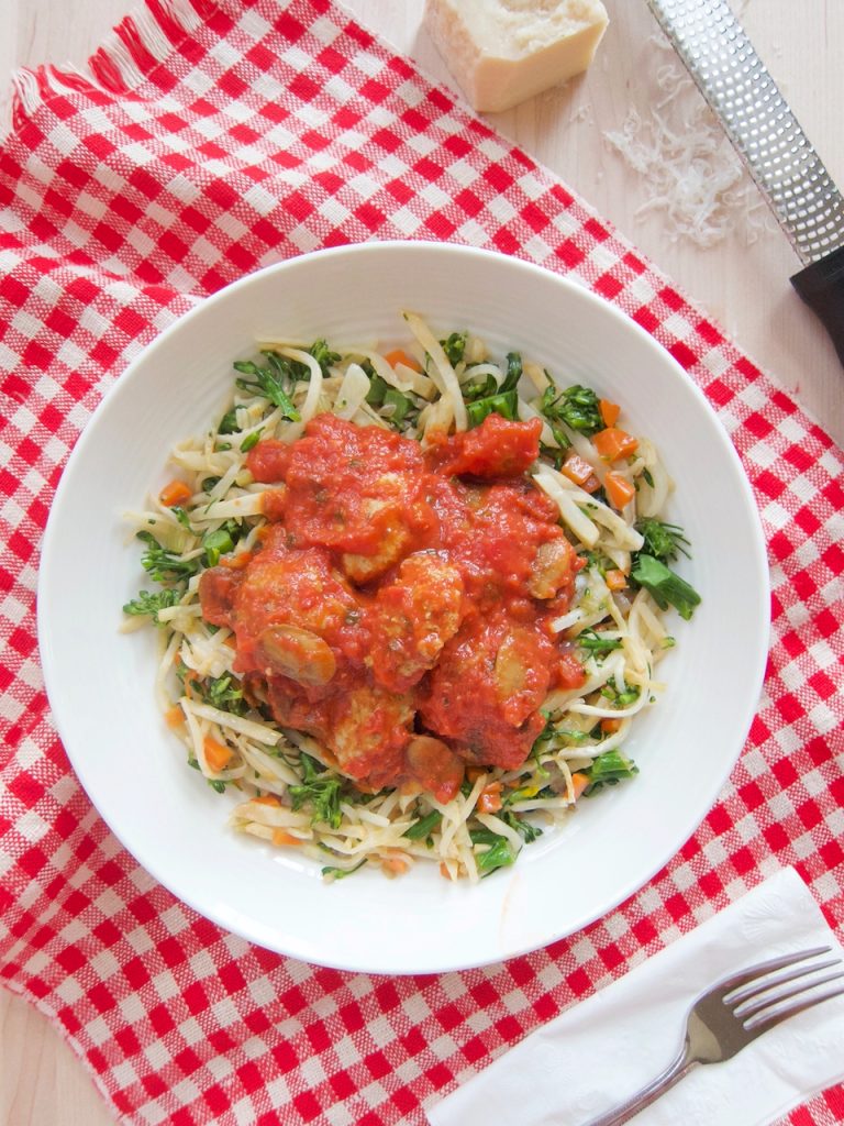 Keto 'Pasta' Primavera and Meatballs