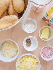 ingredients for Creamy Cheesy Scalloped Potatoes