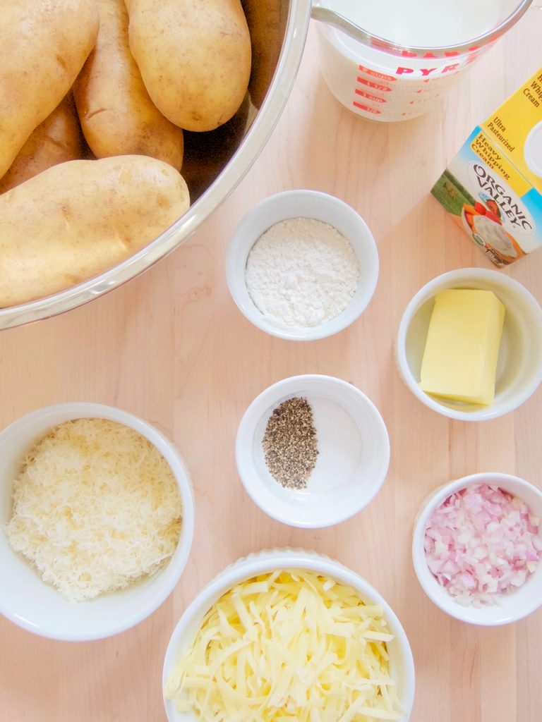 ingredients for Creamy Cheesy Scalloped Potatoes