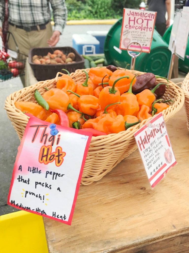 chili peppers at the farmers market