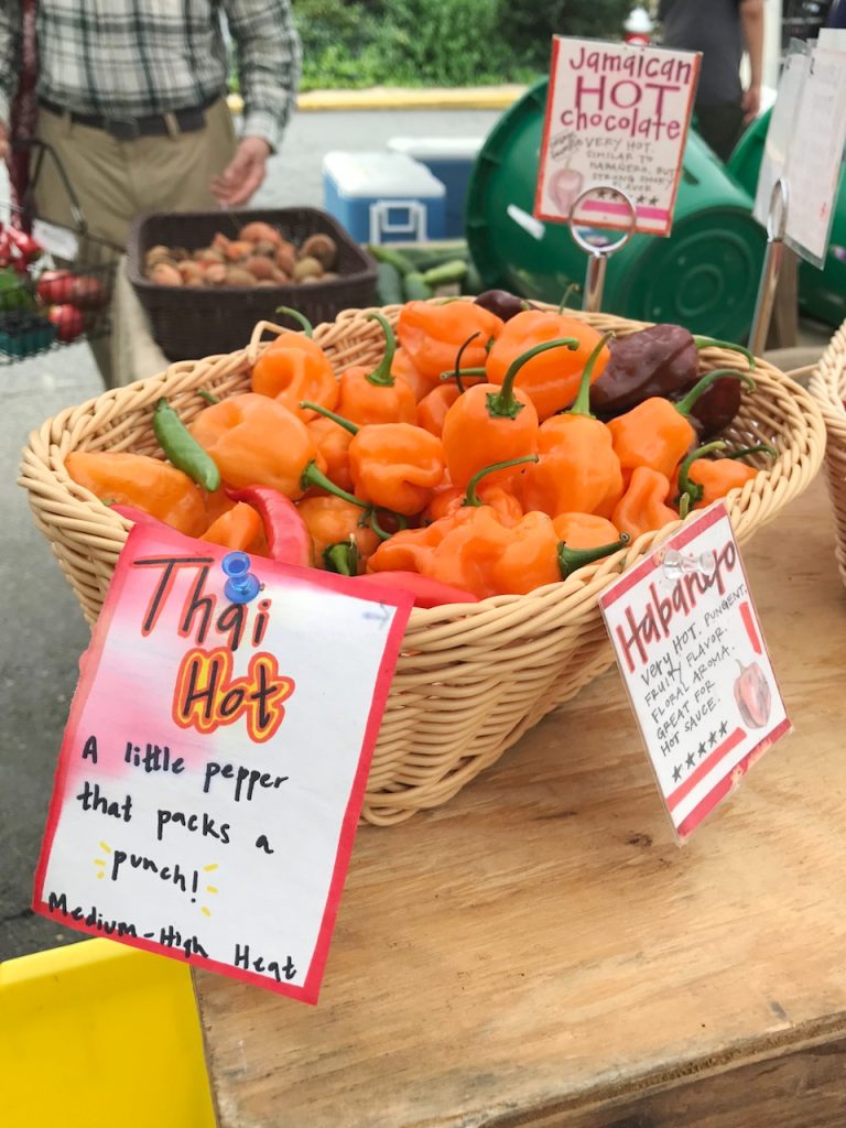 chili peppers at the farmers market