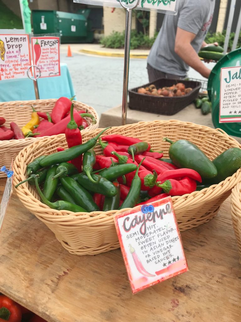 chili peppers at the farmers market