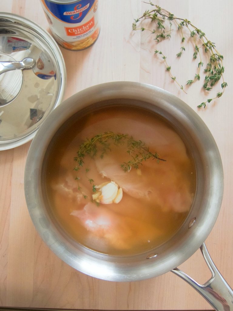 poaching chicken