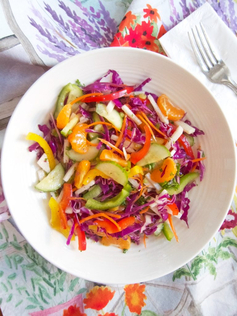 serving of Rainbow Slaw With Mandarin Oranges