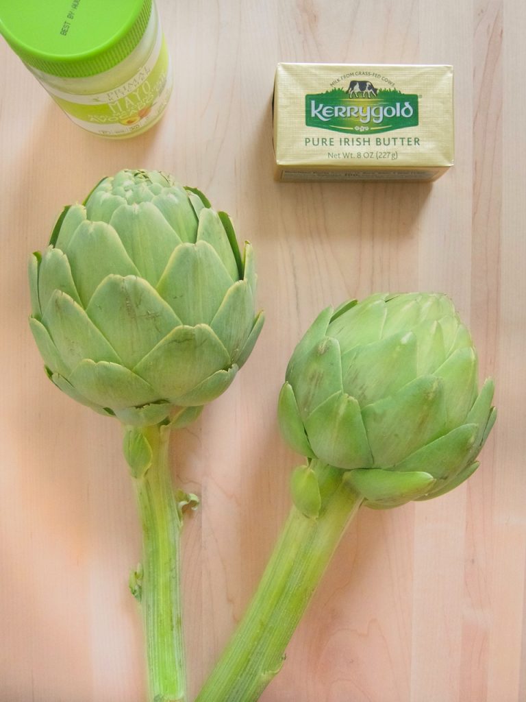 two artichokes