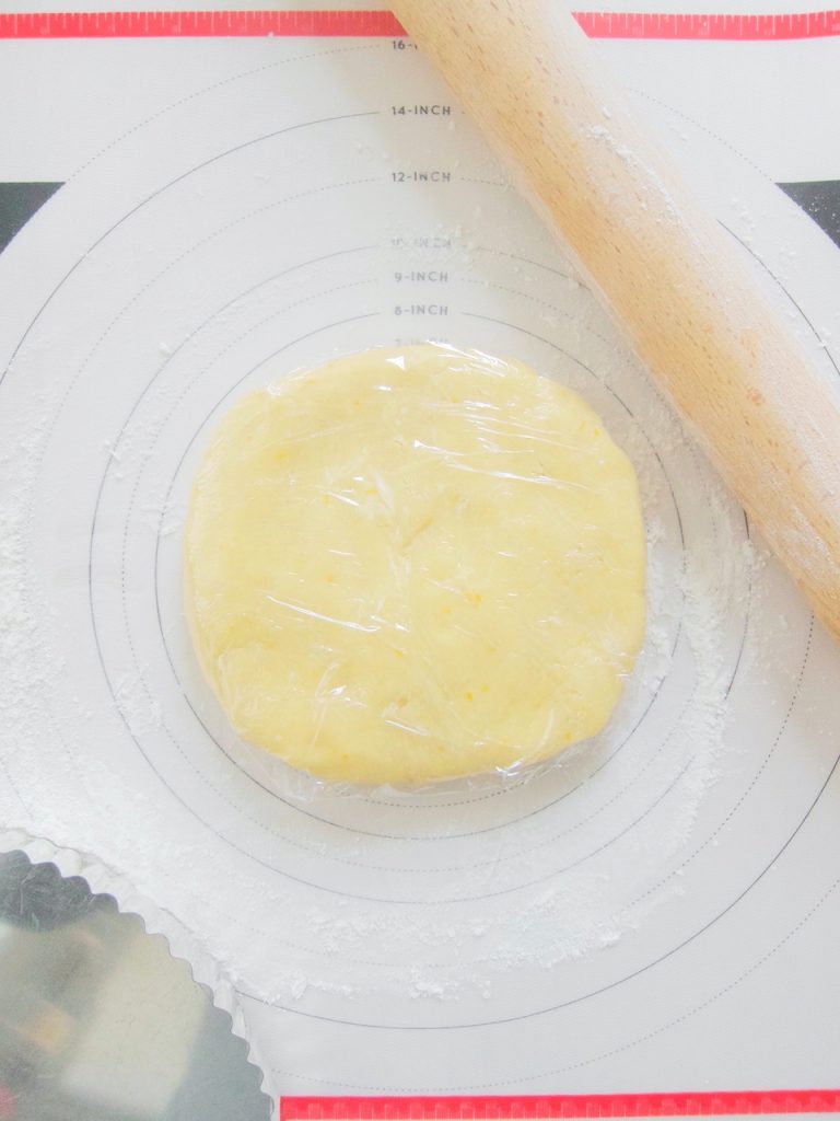pastry crust in plastic wrap