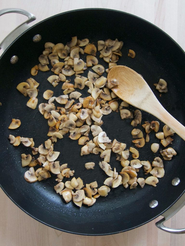 mushrooms sautéing