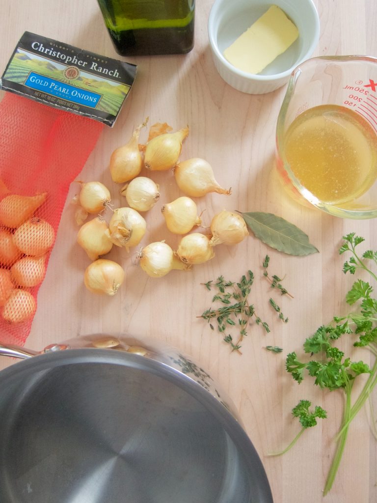 ingredients for cooking pearl onions