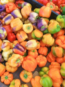 sweet peppers at farmers market