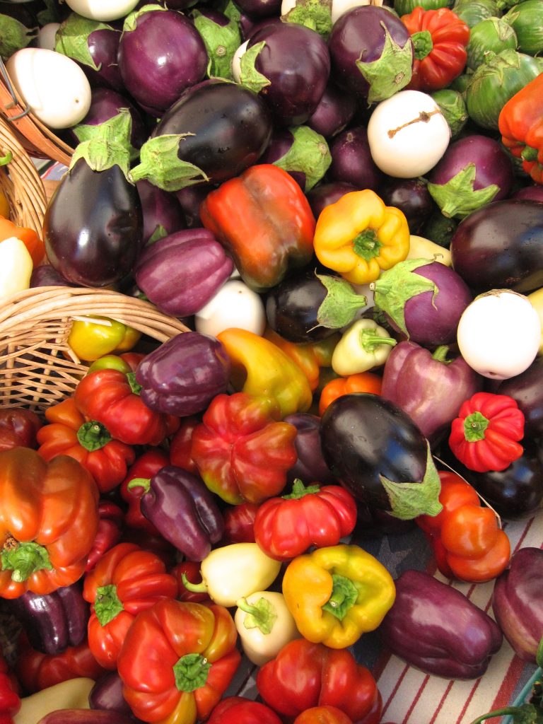 sweet peppers at farmers market