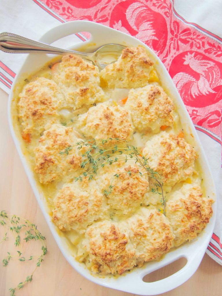 Chicken and Root Vegetable Casserole with Biscuit Topping