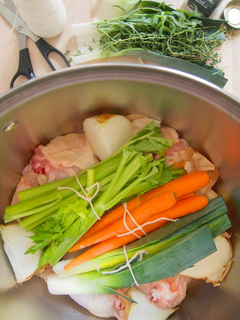 ingredients for homemade chicken stock
