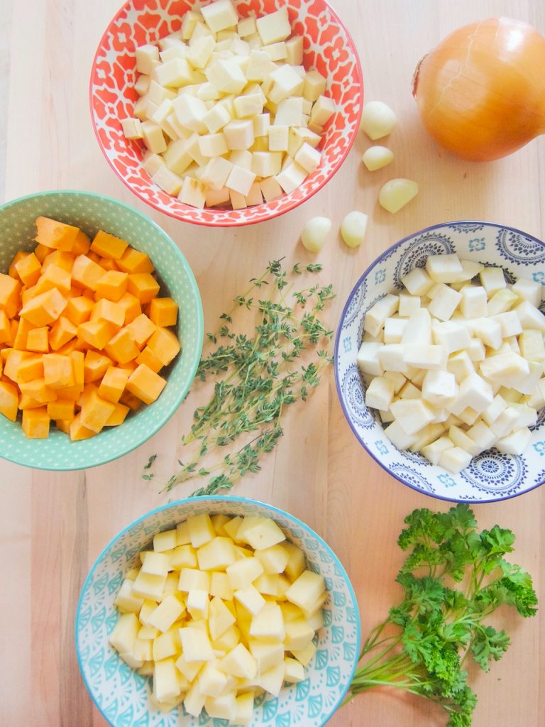 cut up vegetables