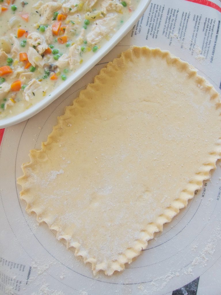 preparing chicken pot pie crust