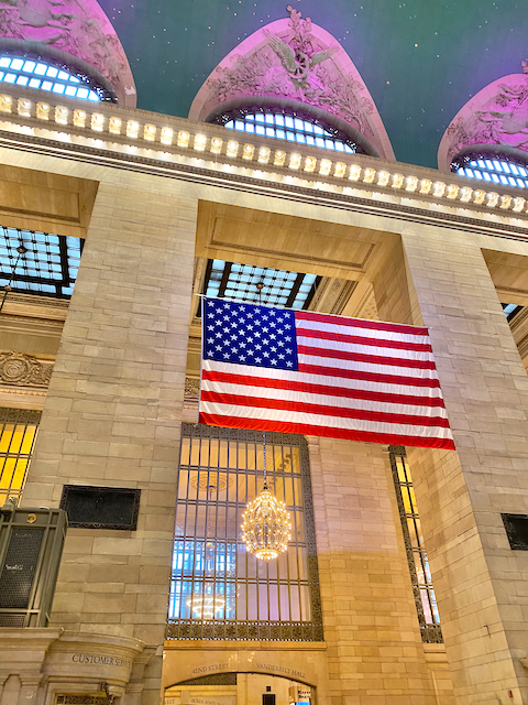 flag at NY train station
