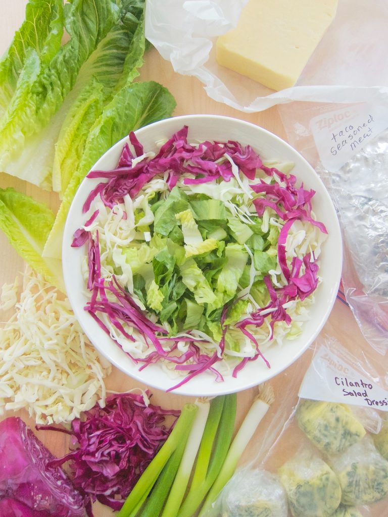 preparing taco salad