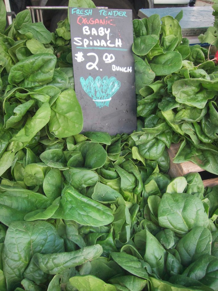 spinach at the farmers market