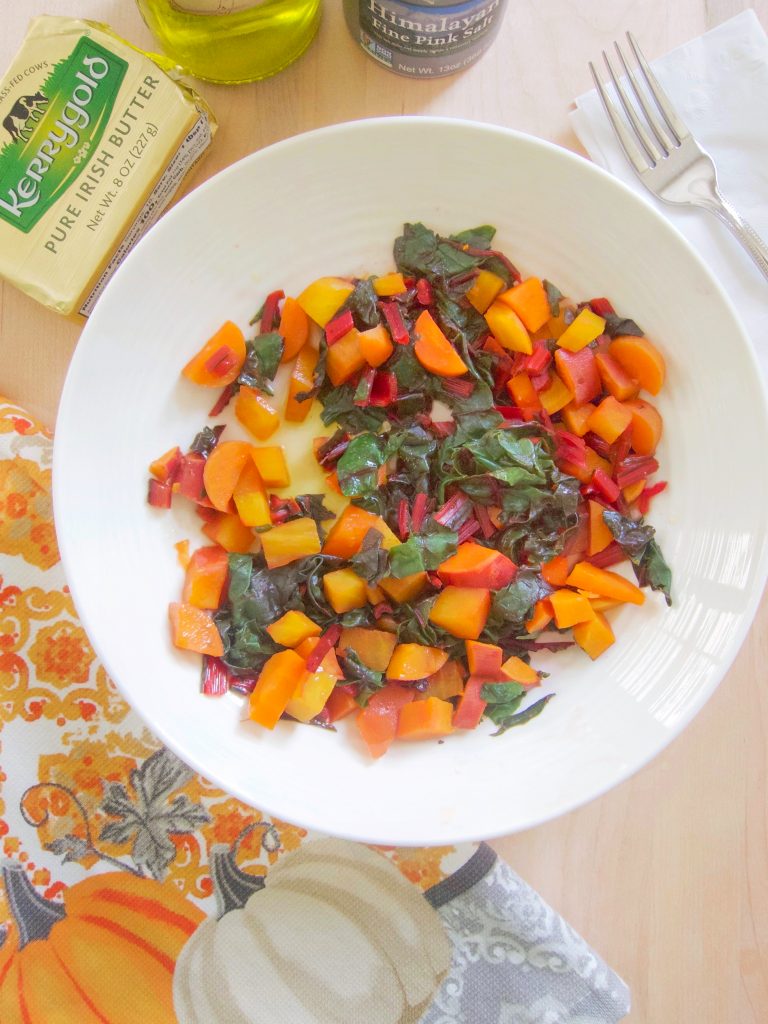 Steamed Chard, Beets, Carrots and Sweet Potato