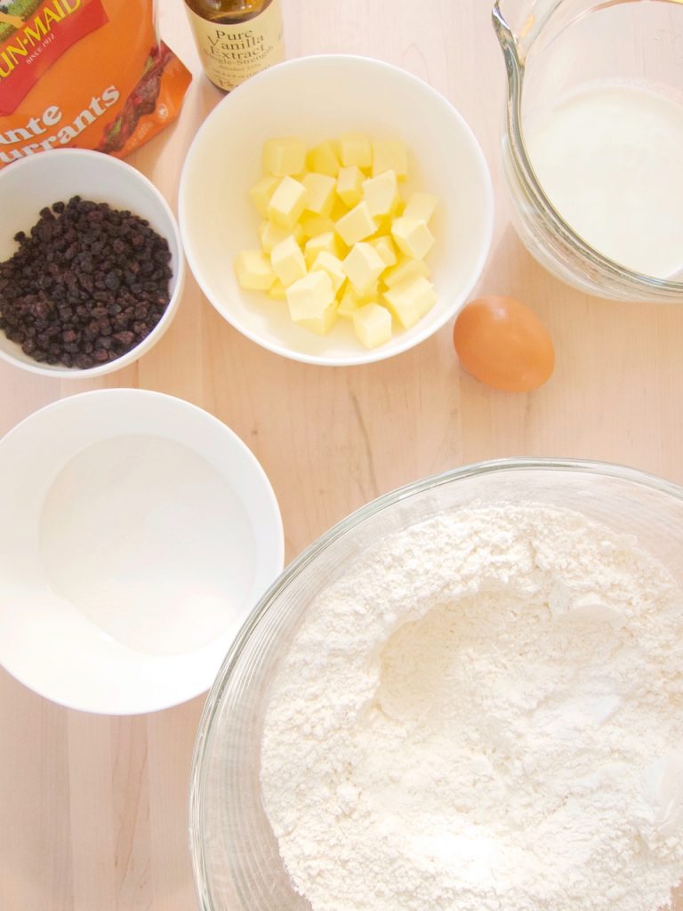 ingredients for currant scones