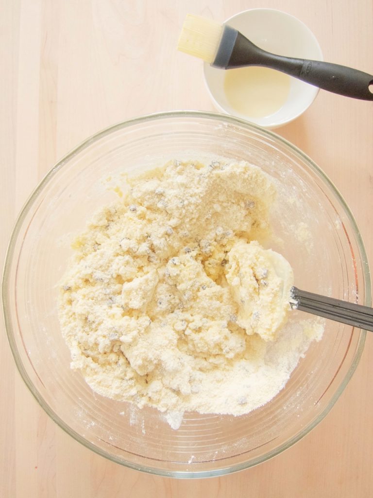 mixing currant scone dough