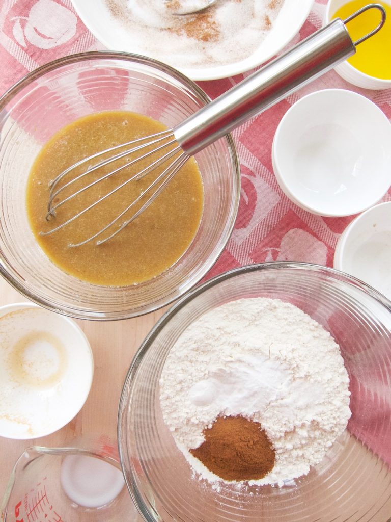 mixing apple cider donut batter