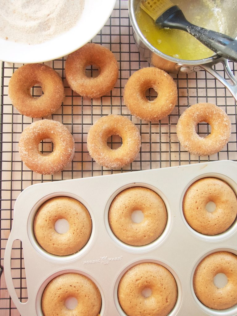 baked donuts with glaze and sugar