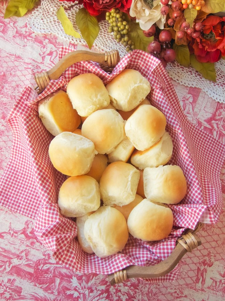 baked rolls in basket