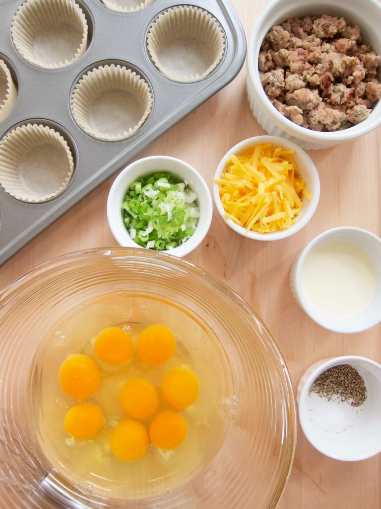 ingredients for breakfast egg muffins