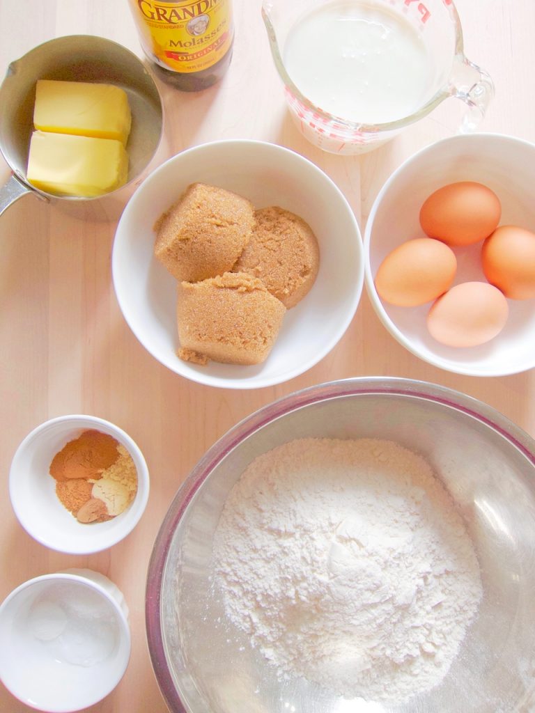 ingredients for Christmas Gingerbread Cake