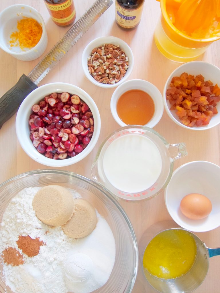 ingredients for Cranberry Bread With Apricots and Almond
