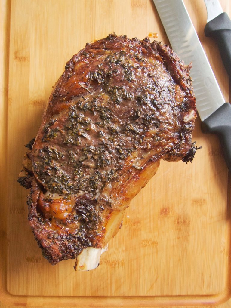 cooked prime rib with butter rub