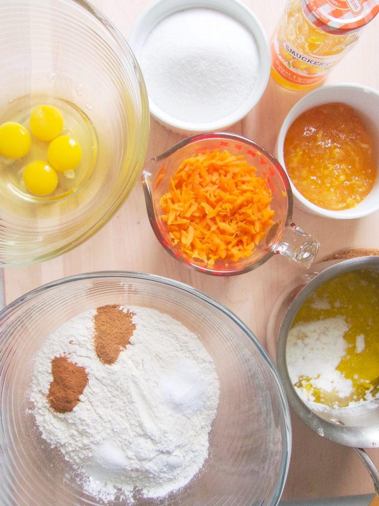 ingredients for Christmas Carrot Cake With Marmalade