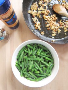 preparing Blanched Green Beans With Browned Butter Almonds