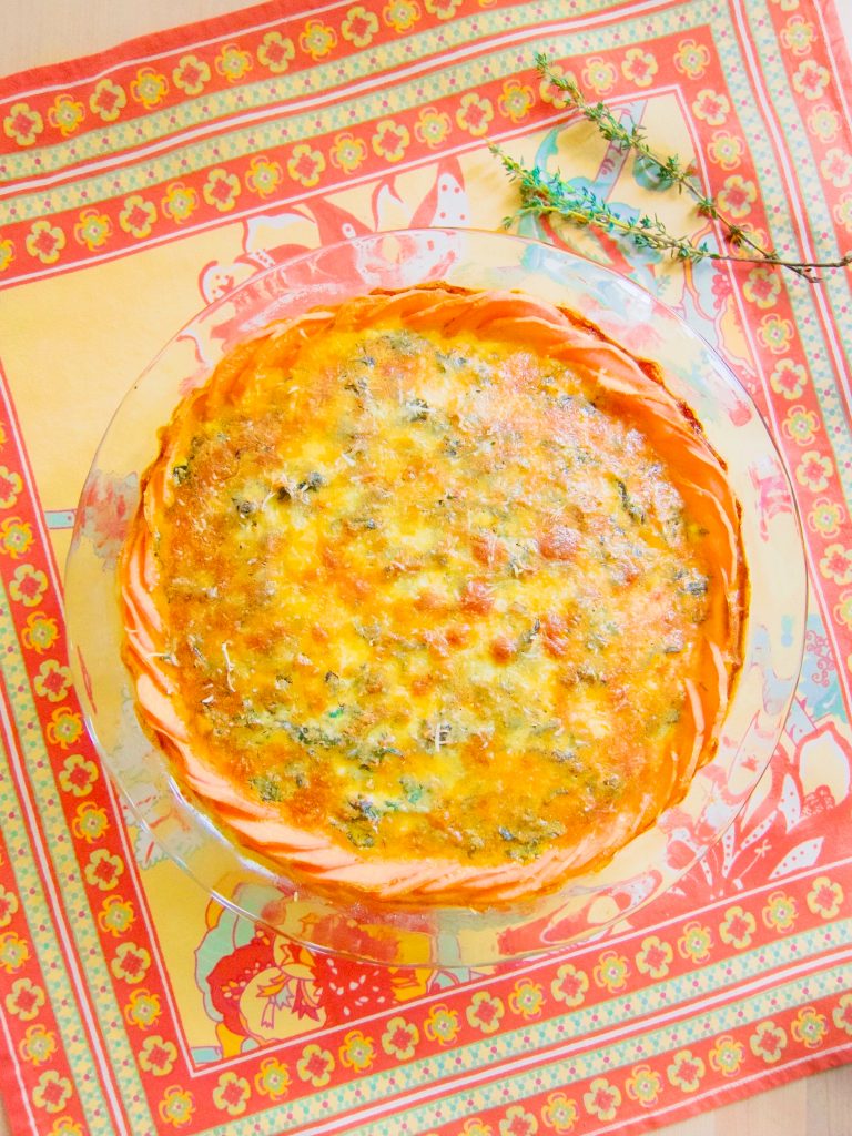 Sausage and Spinach Pie With Sweet Potato Crust