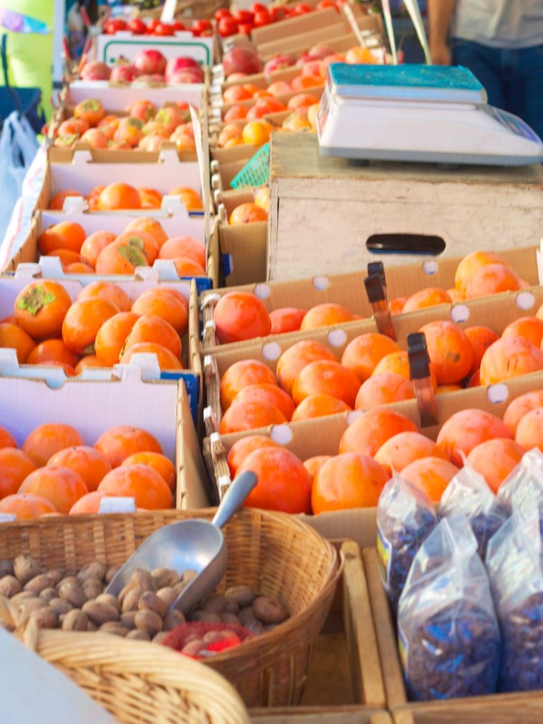 persimmons at the farmers market