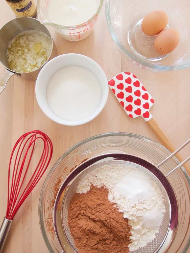 ingredients for chocolate donuts