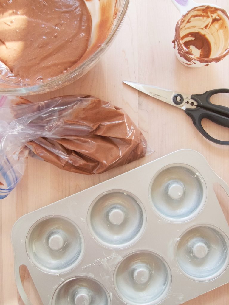 preparing chocolate donuts