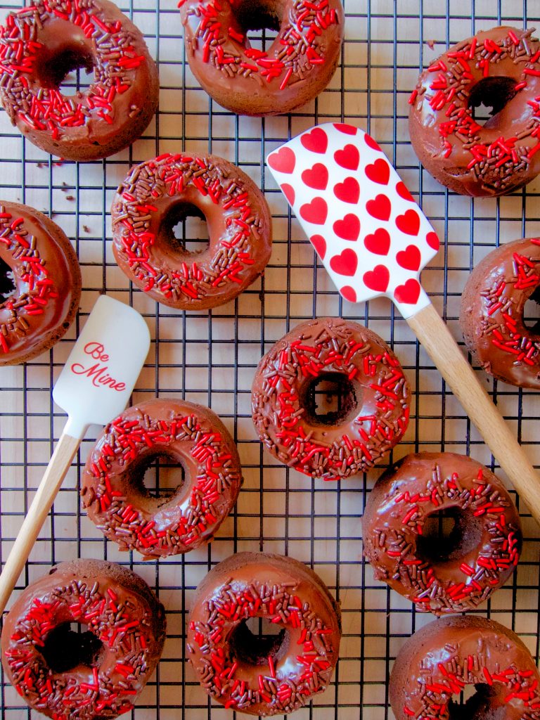Valentine's Day Chocolate Sprinkle Donuts