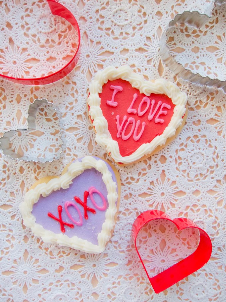 Valentine cookies with cookie cutters