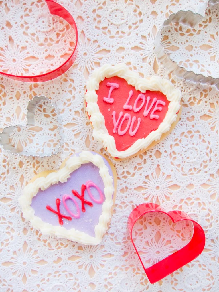 Valentine cookies with cookie cutters