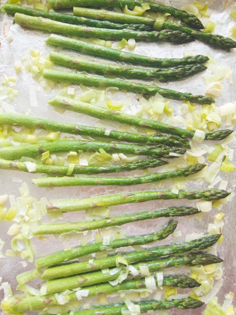 roasted asparagus and leeks