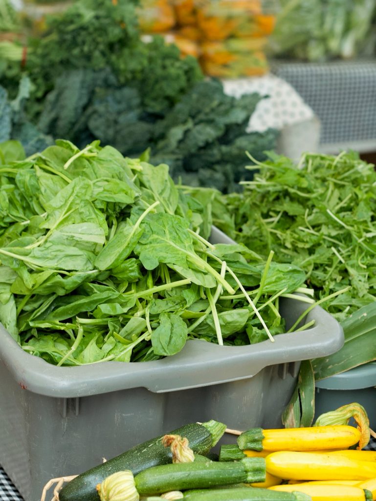 spinach at the farmers market
